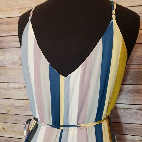 Leith Striped Wrap Dress Medium Sleeveless midi - Picture 7 of 8